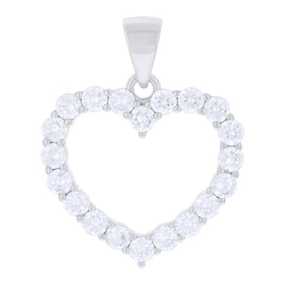 Jorie Jewelry - 925 Sterling Silver Womens Cubic-Zirconia Heart Charm Pendant